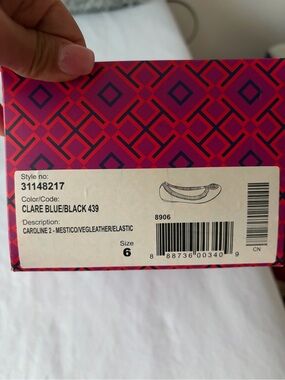 Tory Burch Clare Blue/Black Ballet Flats